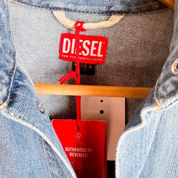 Diesel Industries Medium Wash Denim Snap Button Closure Dress M - Picture 6 of 7